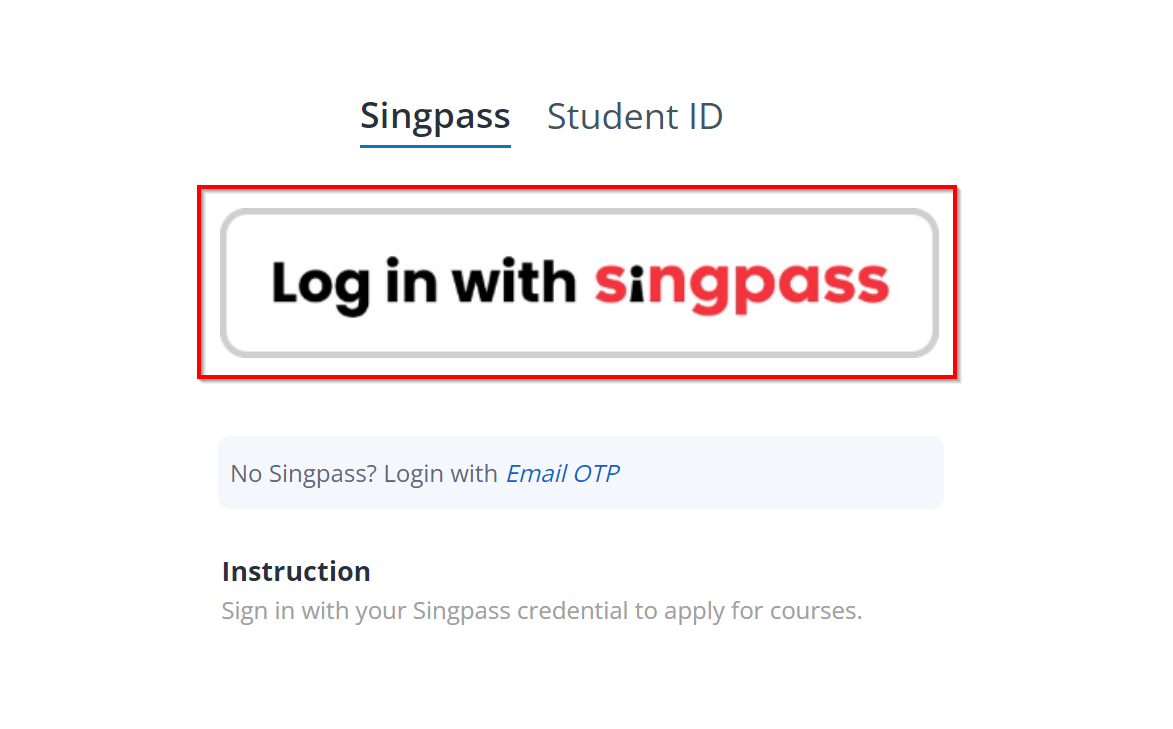 Click Log in with Singpass. Click Log in with Singpass.